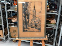 Antieke houtsnede. gesigneerd - afbeelding 1 van  6