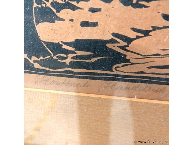 Antieke houtsnede. gesigneerd - afbeelding 4 van  6