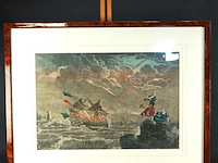 Antieke ingekleurde ets - afbeelding 1 van  5