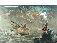 Antieke ingekleurde ets - afbeelding 2 van  5