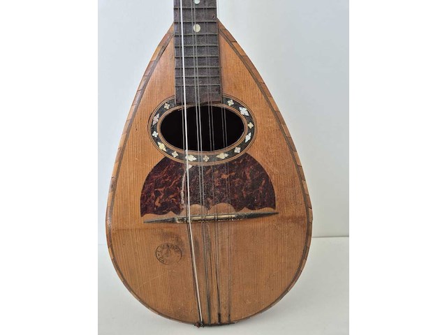 Antieke italiaanse bowl-back mandoline – benvenuto catania – ca. begin 20e eeuw - afbeelding 9 van  11