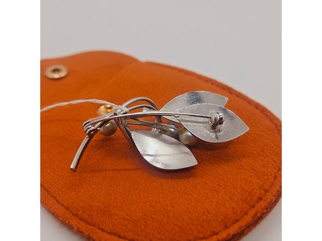 Antieke japanse akoya parel broche - afbeelding 5 van  5