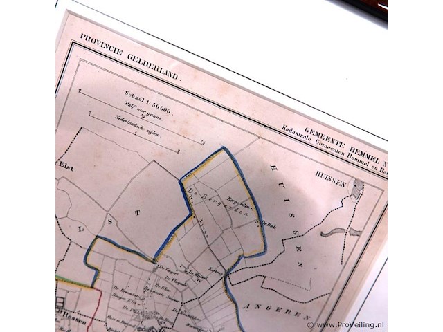 Antieke kaart voormalige gemeente bemmel in de provincie gelderland, inclusief het dorp ressen - afbeelding 4 van  5