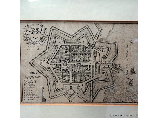 Antieke kaart willemstadt - afbeelding 2 van  5
