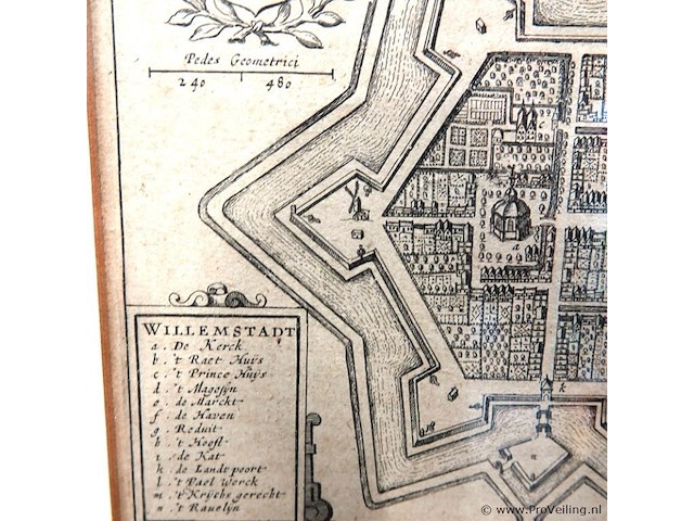 Antieke kaart willemstadt - afbeelding 3 van  5