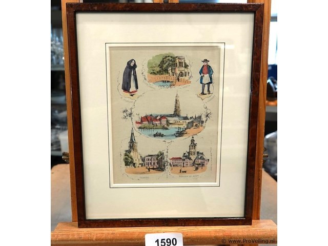 Antieke kleurendruk brabantse steden - afbeelding 1 van  5