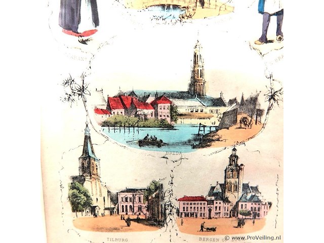 Antieke kleurendruk brabantse steden - afbeelding 3 van  5