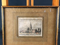 Antieke kleurendruk gezigt uit de valkenberg op de kerk te breda - afbeelding 1 van  5