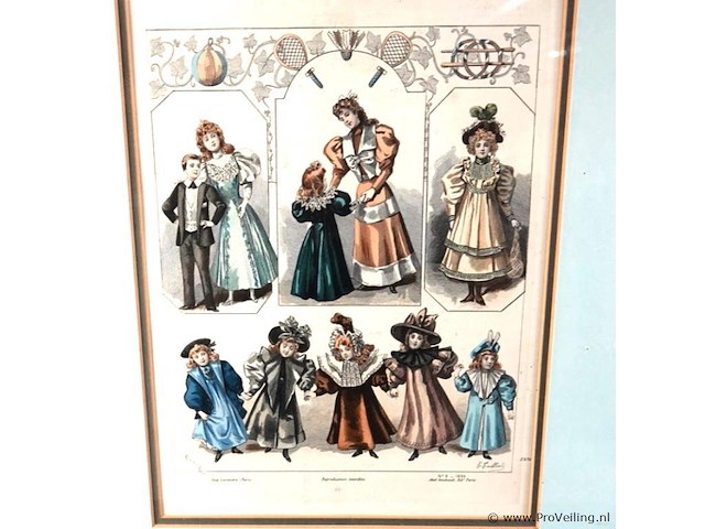 Antieke kleurenprent - afbeelding 2 van  5