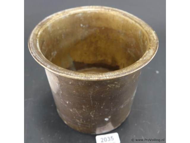 Antieke koper messing cache-pot - afbeelding 3 van  5