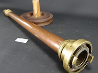 Antieke koper met brons brandweerspuit - afbeelding 2 van  5