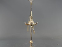 Antieke koper/bronzen florentijnse olielamp (luzernelamp of snotneus' ), vermoedelijk uit de 19e eeuw - afbeelding 2 van  5