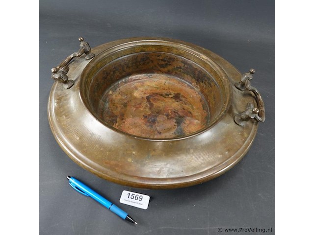 Antieke koperen brassero - afbeelding 2 van  5