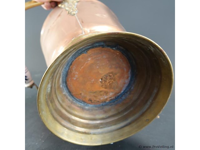 Antieke koperen en messing doofpot (of kolenemmer/ketel) uit de 19e eeuw - afbeelding 5 van  5