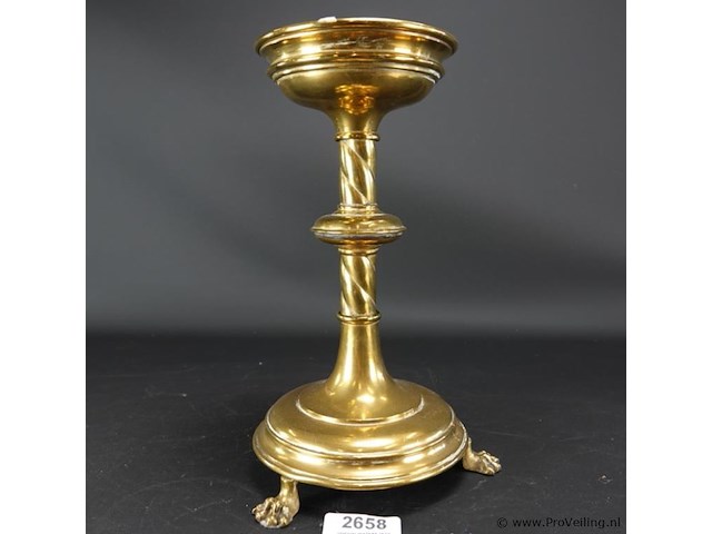 Antieke koperen kandelaar - afbeelding 2 van  5