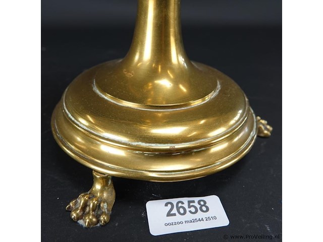 Antieke koperen kandelaar - afbeelding 4 van  5