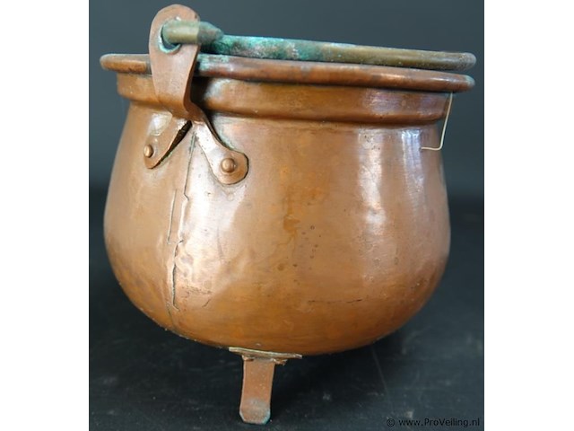 Antieke koperen ketel - afbeelding 4 van  5
