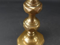 Antieke koperen king of diamondsstile engelse kandelaar - afbeelding 4 van  5