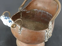 Antieke koperen kolenkit (of kolenemmer/helmpot) uit de vroege 20e eeuw - afbeelding 3 van  5