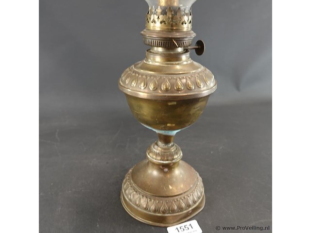 Antieke koperen olielamp - afbeelding 3 van  5