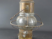 Antieke koperen scheepslamp/stormlantaarn. - afbeelding 4 van  5
