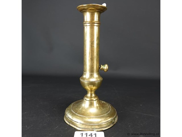 Antieke koperen schuifkandelaar - afbeelding 1 van  5