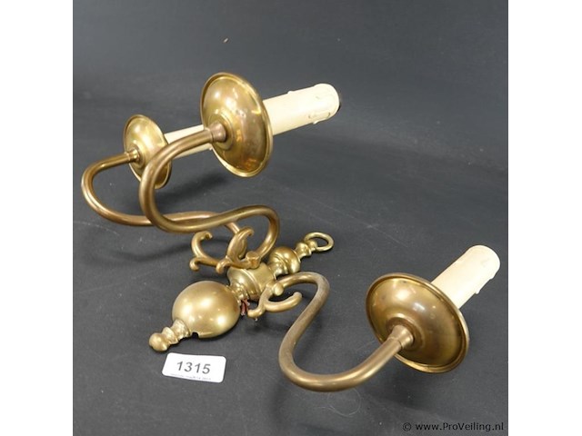 Antieke koperen wandkandelaber - afbeelding 1 van  5