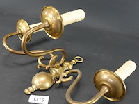 Antieke koperen wandkandelaber - afbeelding 1 van  5