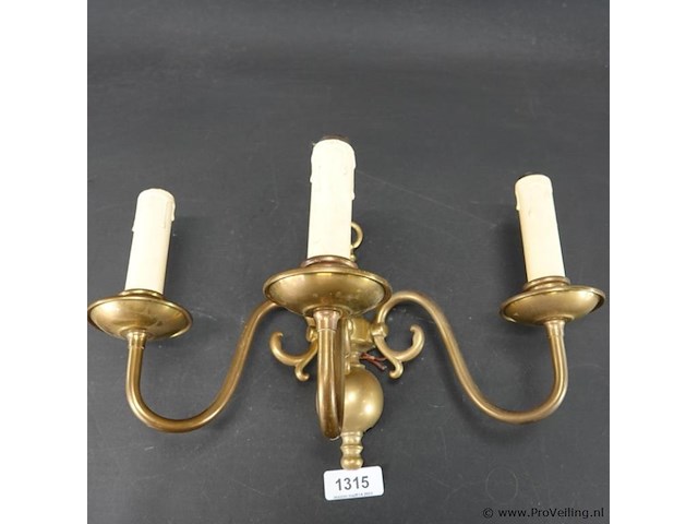 Antieke koperen wandkandelaber - afbeelding 2 van  5
