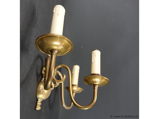 Antieke koperen wandkandelaber - afbeelding 3 van  5