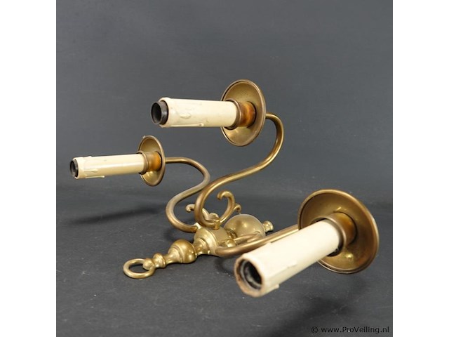 Antieke koperen wandkandelaber - afbeelding 4 van  5