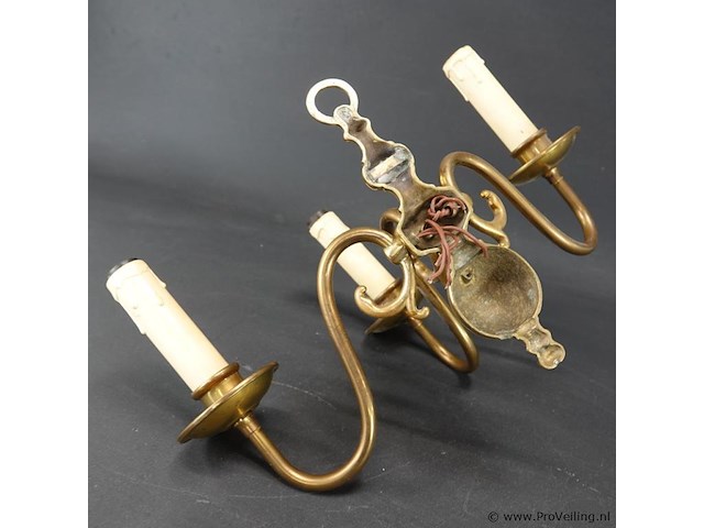 Antieke koperen wandkandelaber - afbeelding 5 van  5