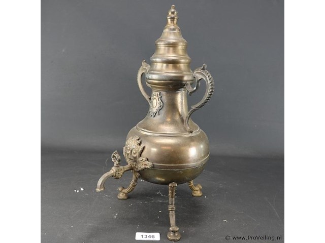 Antieke koperen/bronzen kraantjeskan - afbeelding 1 van  5