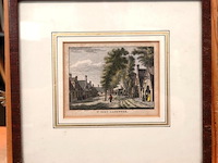 Antieke kopergravure. dorpsgezicht van langweer - afbeelding 1 van  5