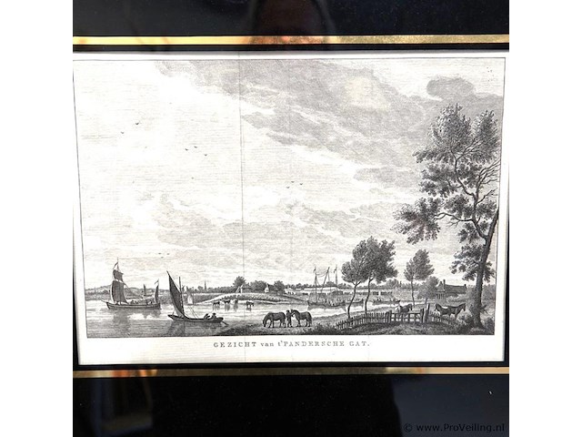 Antieke kopergravure "gezicht van 't pandersche gat" - afbeelding 2 van  5
