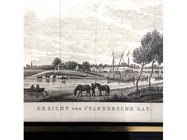 Antieke kopergravure "gezicht van 't pandersche gat" - afbeelding 3 van  5