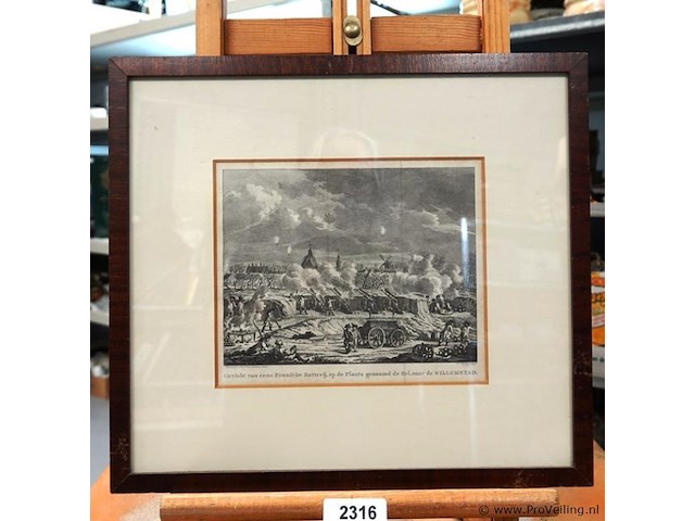 Antieke kopergravure. het beleg van willemstad in 1793 door franse troepen - afbeelding 1 van  5