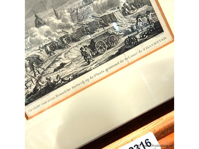 Antieke kopergravure. het beleg van willemstad in 1793 door franse troepen - afbeelding 3 van  5