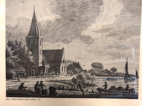 Antieke kopergravure van de nederlands hervormde kerk in 1721 in het dorp dodewaard in gelderland. - afbeelding 2 van  5