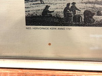 Antieke kopergravure van de nederlands hervormde kerk in 1721 in het dorp dodewaard in gelderland. - afbeelding 3 van  5