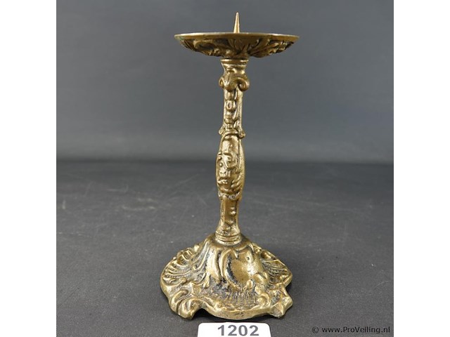 Antieke koper/messing penkandelaar - afbeelding 2 van  5