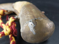 Antieke kruithoorn been met tinbeslag - afbeelding 4 van  5