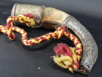 Antieke kruithoorn been met tinbeslag - afbeelding 5 van  5