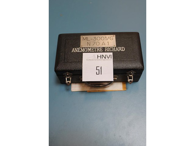 Antieke mechanische windsnelheidsmeter / anemometer in koffer. - afbeelding 2 van  2