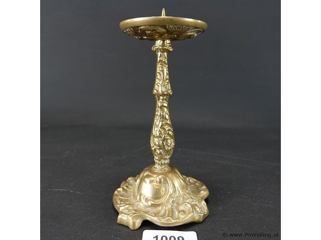 Antieke messing kandelaar - afbeelding 2 van  5