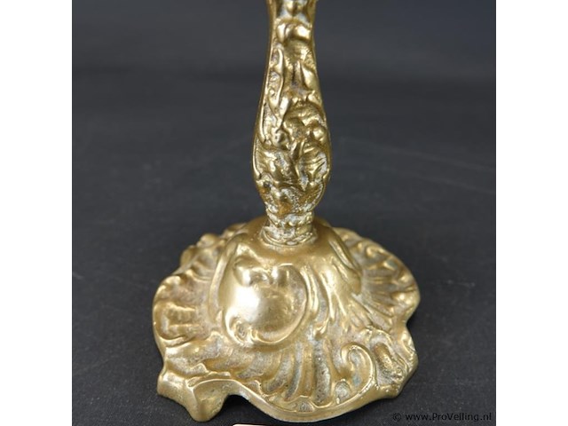 Antieke messing kandelaar - afbeelding 3 van  5