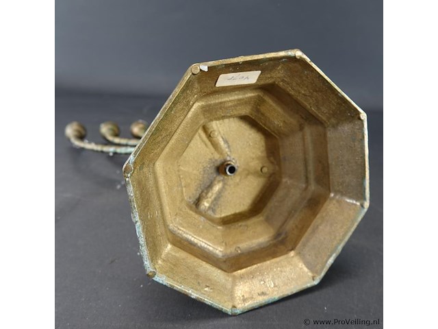 Antieke messing menora - afbeelding 5 van  5