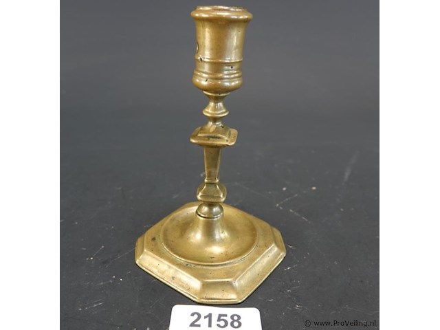 Antieke messing of bronzen kandelaar in lodewijk xiv-stijl - afbeelding 1 van  5