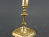 Antieke messing of bronzen kandelaar in lodewijk xiv-stijl - afbeelding 2 van  5