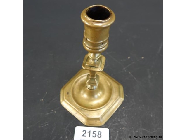 Antieke messing of bronzen kandelaar in lodewijk xiv-stijl - afbeelding 3 van  5